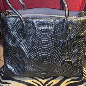 Michael Kors Shiny Gray Snake-Embossed Tote